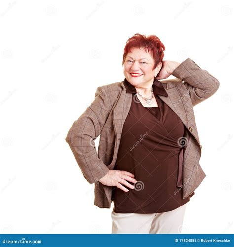 Smiling Overweight Senior Woman Stock Image Image Of Overweight Caucasian 17824855