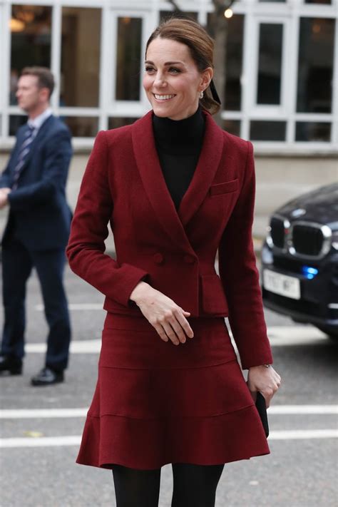 Kate Middleton Burgundy Skirt Suit November 2018 Popsugar Fashion