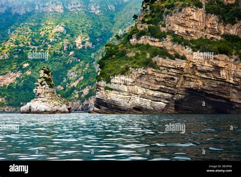Limestone Cliffs And Cave In The Sea Capri Campania Italy Stock