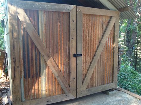 Shed Doors From Reclaimed Barn Wood And Galvanized Metal Shed