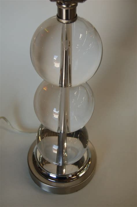 Large Stacked Three Large Crystal Ball Table Lamp Etsy Canada