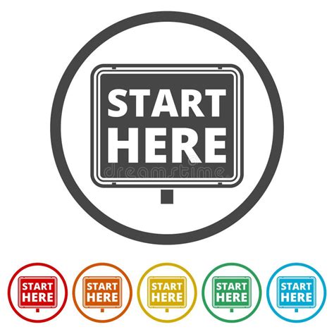 Start Here Sign Start Here Icon Start Here Button 6 Colors Included