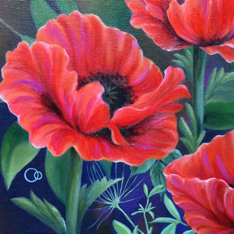 Detail Of Red Poppies Oil Painting Flower Art Painting Love Painting