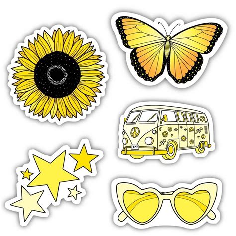 Big Moods Aesthetic Sticker Pack 5pc Yellow Aesthetic Stickers