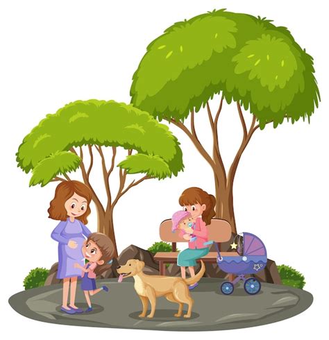 Premium Vector Mother With Her Baby In The Park Isolated