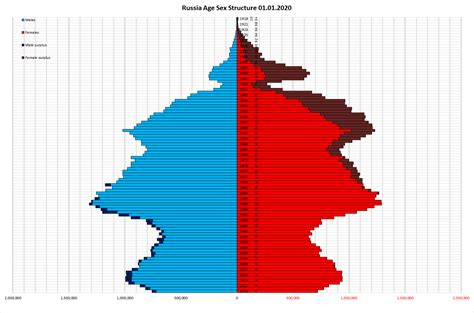 2020 Russian Population Pyramid Showing The Lingering Effects Of Ww2 Reurope