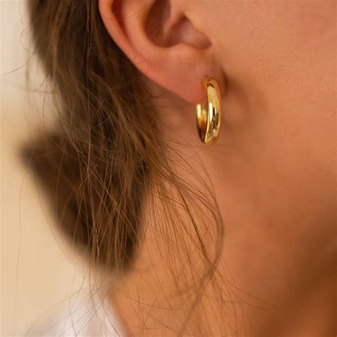 Chunky 14k Gold Or Silver Thick Hoop Earrings By Elk And Bloom