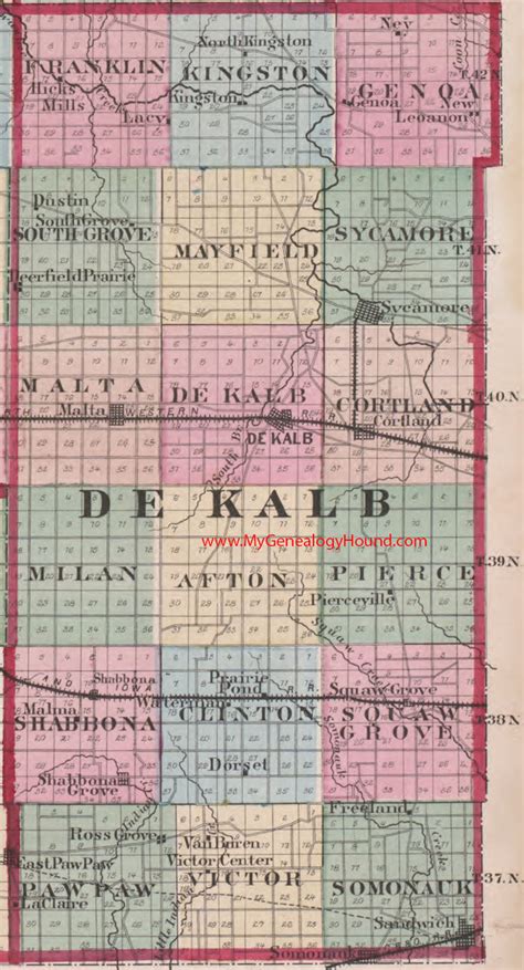 Dekalb County Illinois 1870 Map
