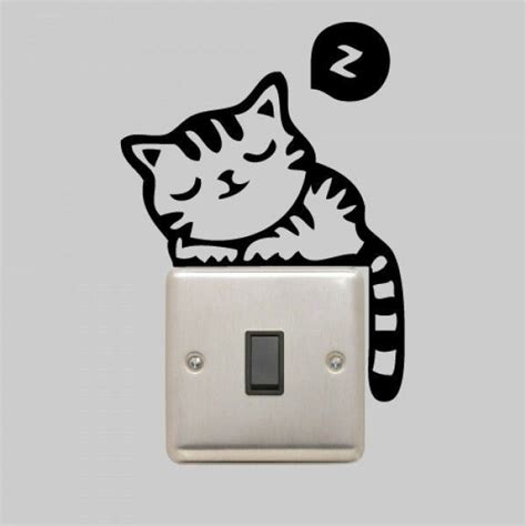 Sleeping Cat Sticker Decal For Light Switch Plug Socket Wall Art