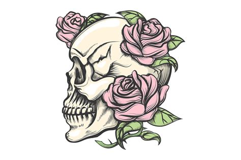 Skull With Roses By Olena1983 Thehungryjpeg