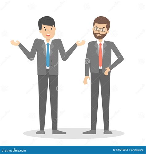 Two Businessmen Talk To Each Other Dialog Stock Vector Illustration Of Colleague Chatting