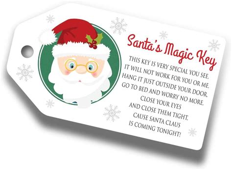 Santas Magic Key Labels Tags For Funny Christmas Kids Activity And