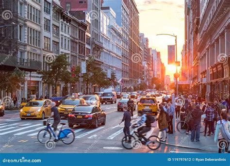 New York City Busy Intersection In Manhattan Editorial Photography