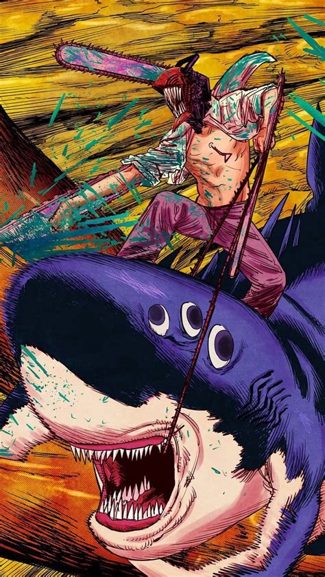 Chainsaw Riding Shark Man Wallpaper Anime Artwork Wallpaper Cool