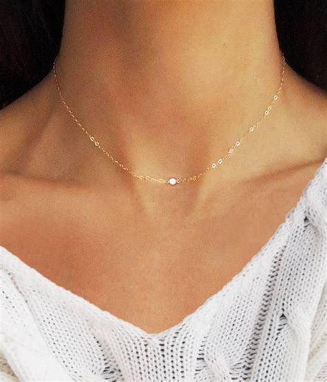 Silver Diamond Necklace Solid Gold Necklace Gold Diamond Necklace
