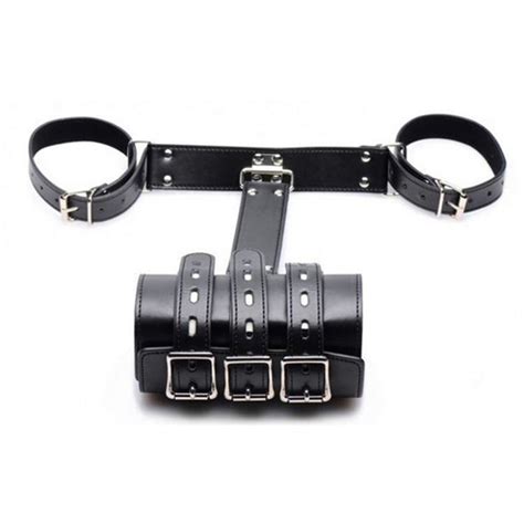 Smスレーブpuレザーアームバインダー拘束手ボンデージバックアームバインダーカフの後ろ Buy Armbinder、革armbinder