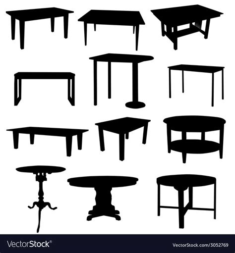 Tables For Home In Black Color Silhouette Vector Image