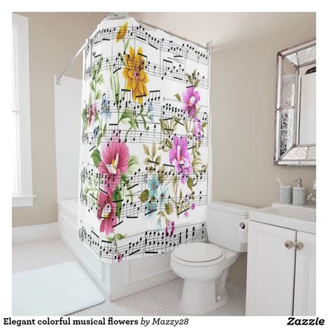 Many of today's most elegant, sleek bathrooms feature showers with glass doors. Elegant colorful musical flowers shower curtain | Flower ...