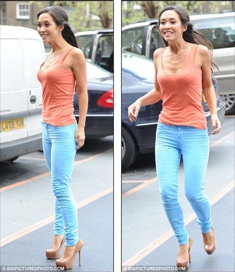 hello celebrity someone s been watching what they eat myleene klass shows off her slimmer