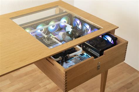 Wooden Desktop Pc Build All Custom Liquid Cooled Installation Video