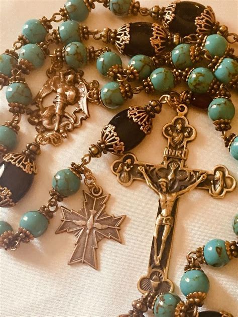 Catholic Rosary ~st Michael The Archangel ~ Turquoise ~ Holy Spirit