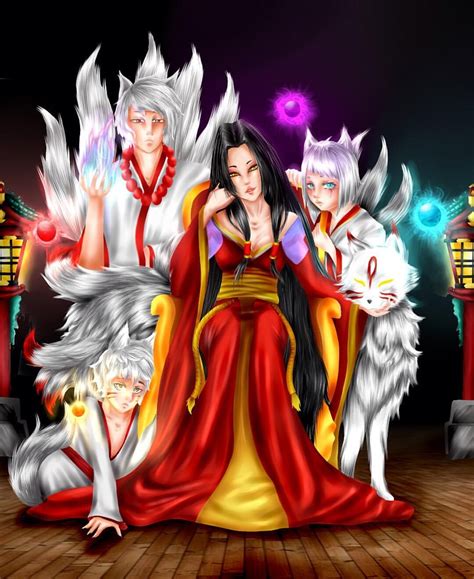 Artstation Goddess Inari And Her Foxes