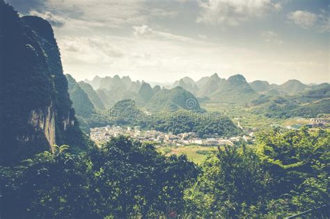 Landscape Of Guilin Karst Mountains Located Near Yangshuo Gui Stock