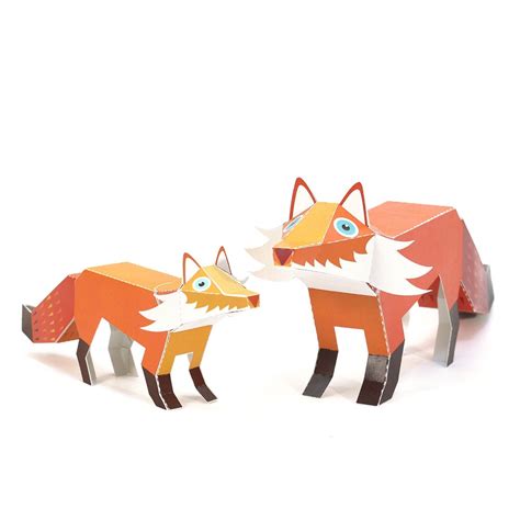 Maxi Fox Paper Toys Diy Paper Craft Kit 3d Paper Animals Etsy
