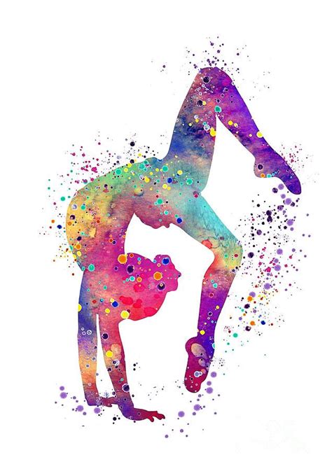 Gymnastics Digital Art Gymnastics Tumbling Colorful Watercolor Art