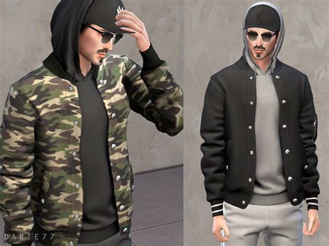 Bomber Jacket With Hoodie Cap Early Access Sims 4 Men Clothing