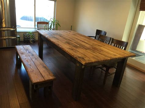 When you want to complete your farm home dining room, you will love the farmhouse dining room sets we have listed below. RUSTIC FARMHOUSE TABLE Set Large Farm House Cabin 8-Foot Kitchen Dining Table W/ Bench Burnt ...