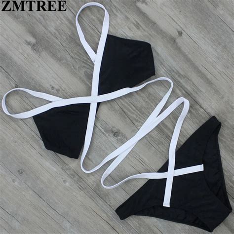 Zmtree New 2017 Sexy Bandage Bikini Set Backless Swimsuit Swimwear