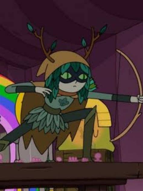 An Animated Character Holding A Bow And Arrow In Front Of A Rainbow