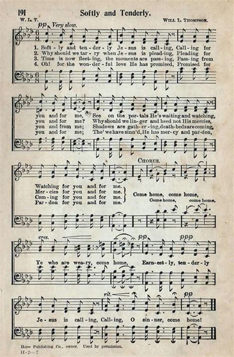 Softly And Tenderly Christian Song Lyrics Hymn Music Hymns Lyrics
