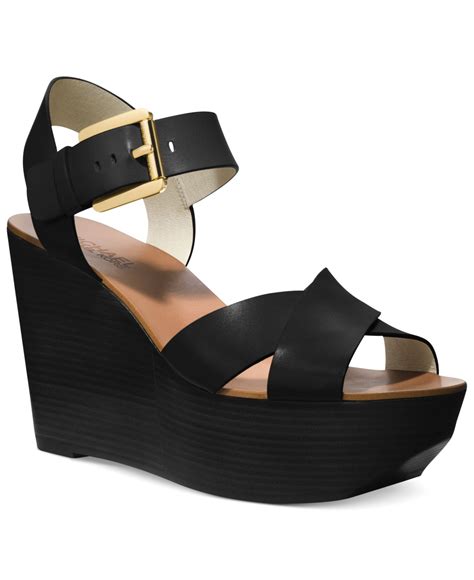 Michael Kors Michael Peggy Platform Wedge Sandals In Black Lyst