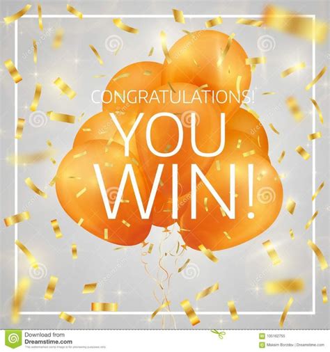 Text Congratulations You Win Confetti Balloons Congratulations