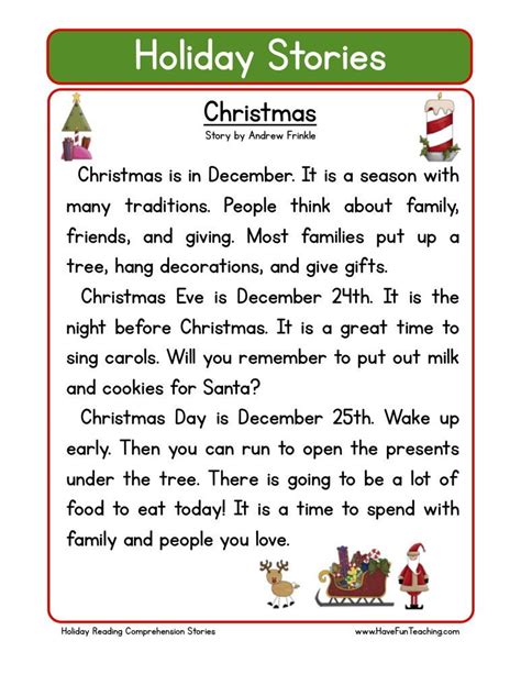 Reading Comprehension Worksheet Christmas Christmas Reading Comprehension Reading