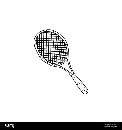 Hand Drawn Vector Illustration Of A Tennis Racquet In Doodle Style