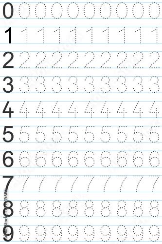 Tracing Numbers 0-9 Worksheets