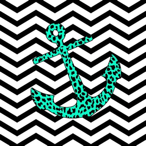 Chevron Anchors Mint Leopard Chevron Anchor Art Print By