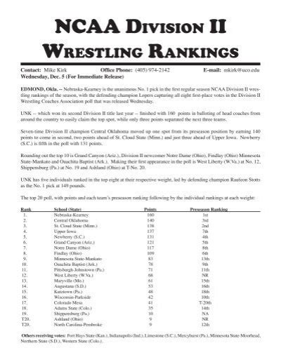 Ncaa Division Ii Wrestling Rankings D2