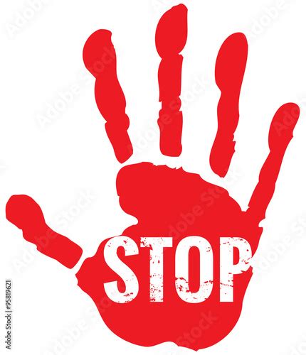 Rote Hand Stop Umriss Silhouette Stock Vektorgrafik Adobe Stock