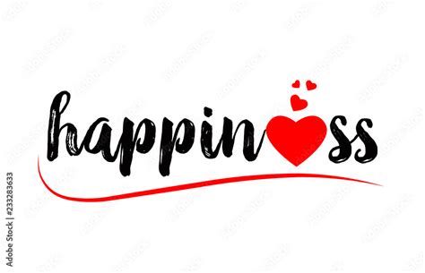 Happiness Word Text Typography Design Logo Icon With Red Love Heart