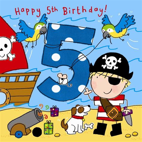 Twizler 5th Birthday Card Boy Pirate Age 5 Birthday Card Boys