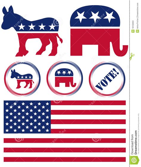 Democrat And Republican Symbols Cartoon Vector