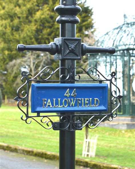 Wrought Iron Scrolled Lamp Post Mounted Sign