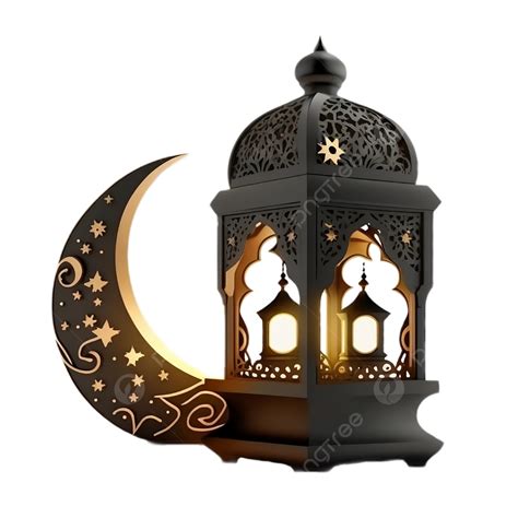 Linterna De Oro Negro Islámico Moderno Y Luna Creciente Diseño De Lujo