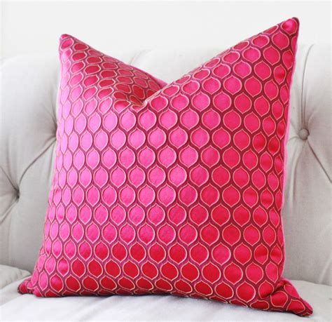 Pink Pillow Cover Raspberry Pink Geometric Pillow Fuchsia Pillow