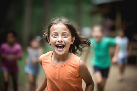 Premium Ai Image Young Smiling Girl In The Summer Camp Ai Generated