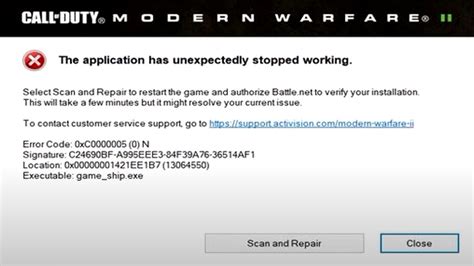 Modern Warfare Mw Application Has Unexpectedly Stopped Working